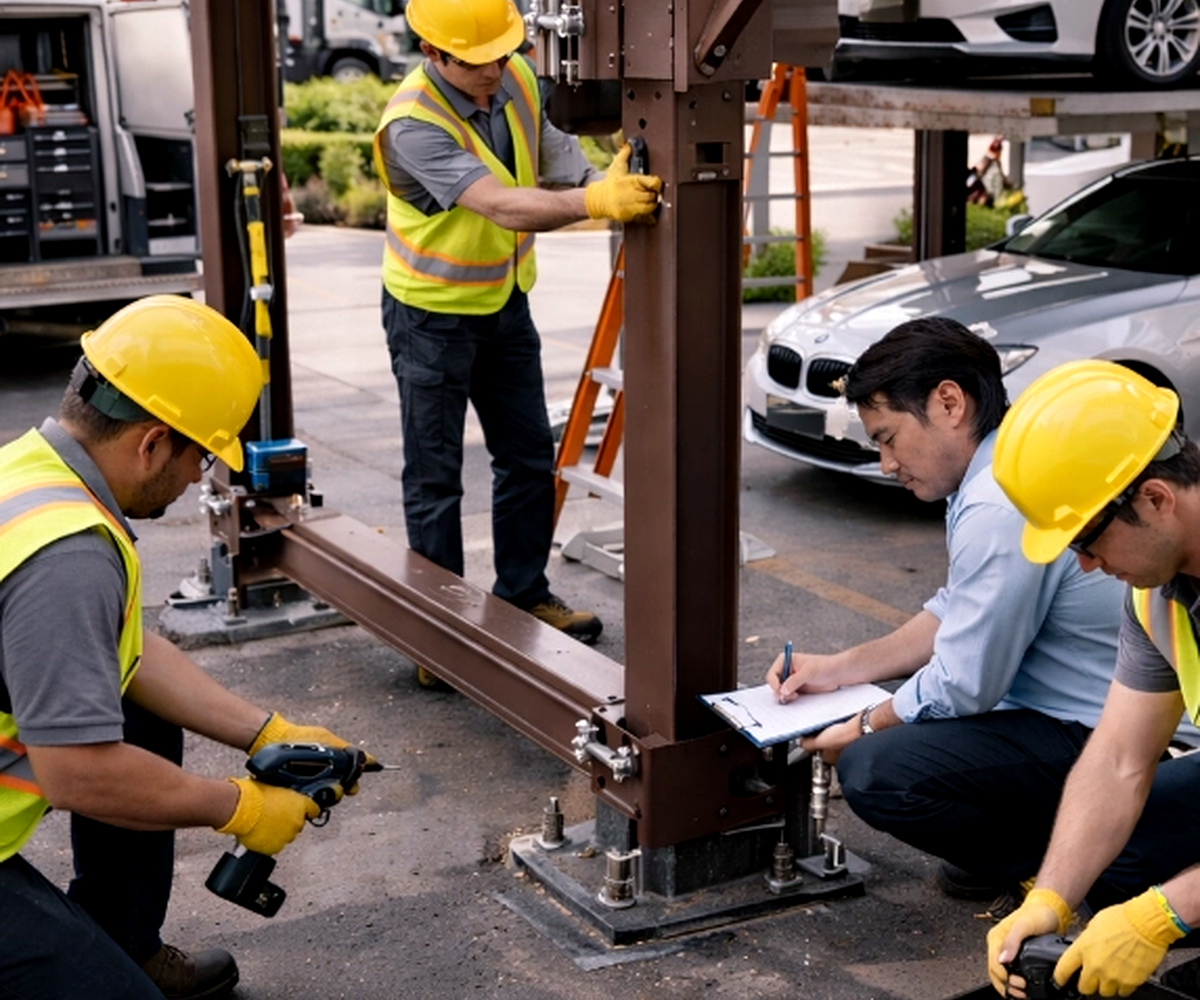 Stack parking installation and technical service process